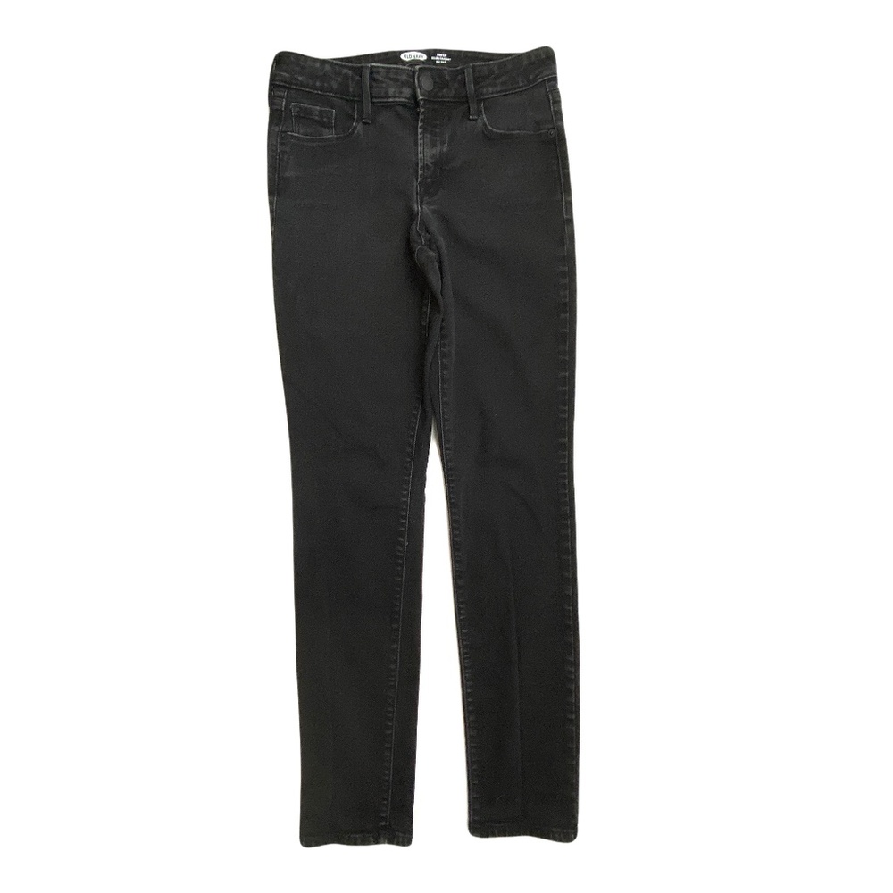 Old Navy Power Slim Straight Mid Rise Women's size 4 Long Dark Black Denim Jeans
